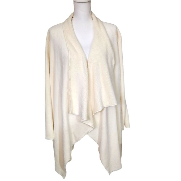 Through the Country Door Fleece Lounge Cardigan Cream Color Pockets Womens Large - Picture 1 of 7